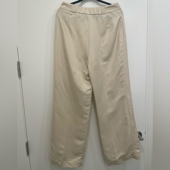 & Other Stories Linen Blend Light Beige Pull on Wide- Leg Trouser - Picture 5 of 7
